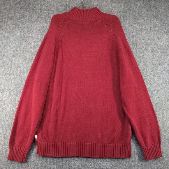 Phys. Sci. Men's Cable Knit Pullover Sweater Red XL Mock Neck Cotton - Picture 5 of 11
